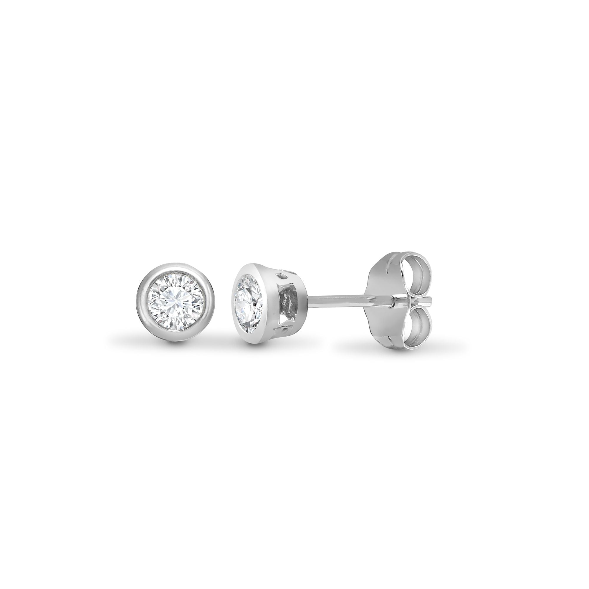 18ct White Gold 50pts Rub over Earrings